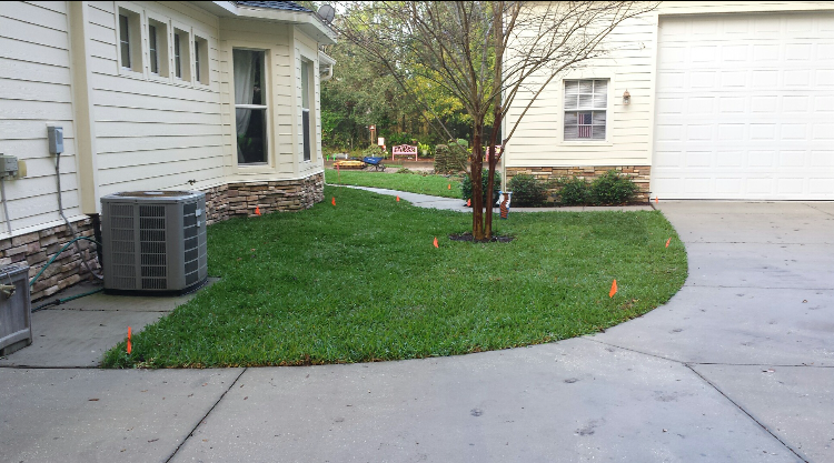 Professional landscaping equipment in action